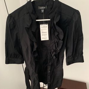 New With Tags! Bebe Black Ruffle Top Size M